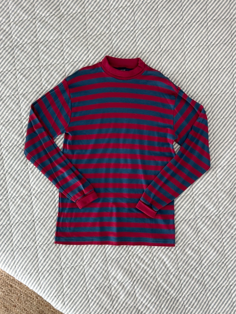Single Stitch Vtg Cotton Stripe Long Sleeve Turtleneck Shirt Medium Lands End